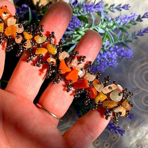 VTG Handcrafted Agate Gemstone & Seed-bead Bracelet - Picture 10 of 10